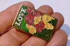 USPS Love Series (Love Birds) 45c US Stamp Collectible Roses Enamel Pin - MINT