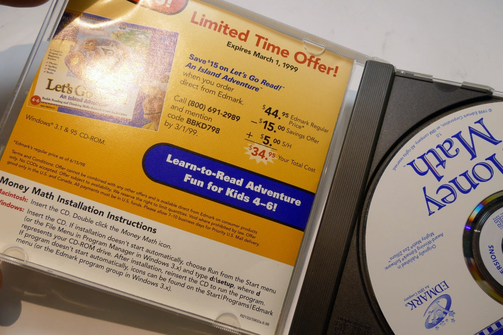 Money Math By Brain Bytes IBM Windows 95 3.1 CD Rom learning fun interactive