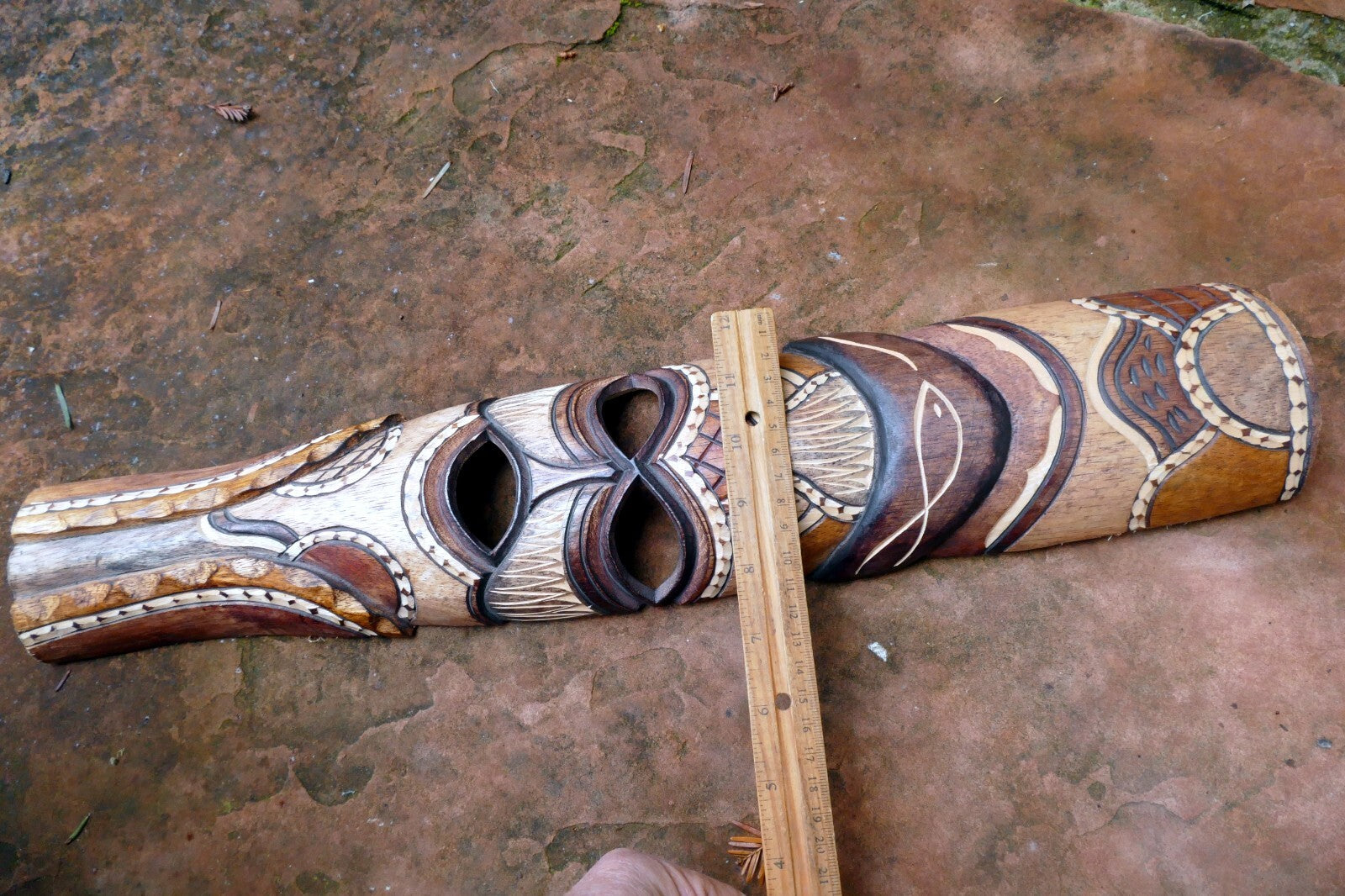 African Tribal Mask Hand Carved 20" Tall multi-tone Ceremonial