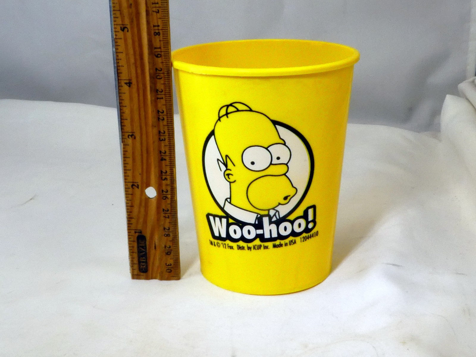 The SIMPSONS Homer WOO-HOO!  plastic water beer cup 4" tall 