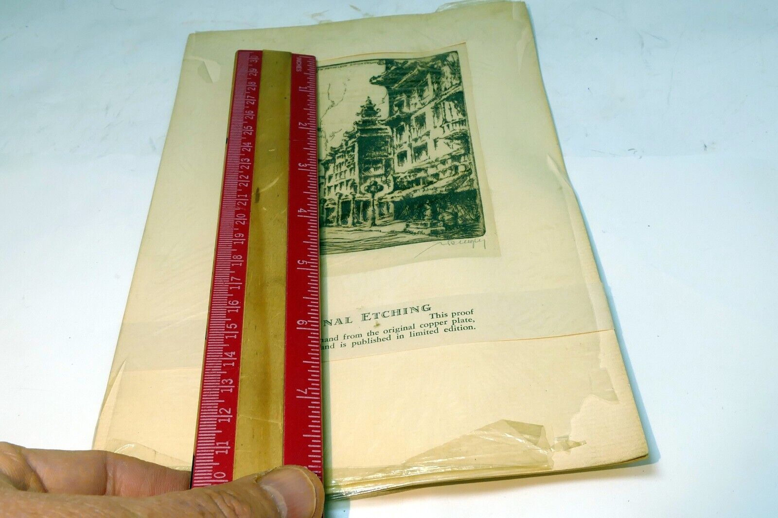 " San Francisco Chinatown "  Hand Signed Etching 1900's