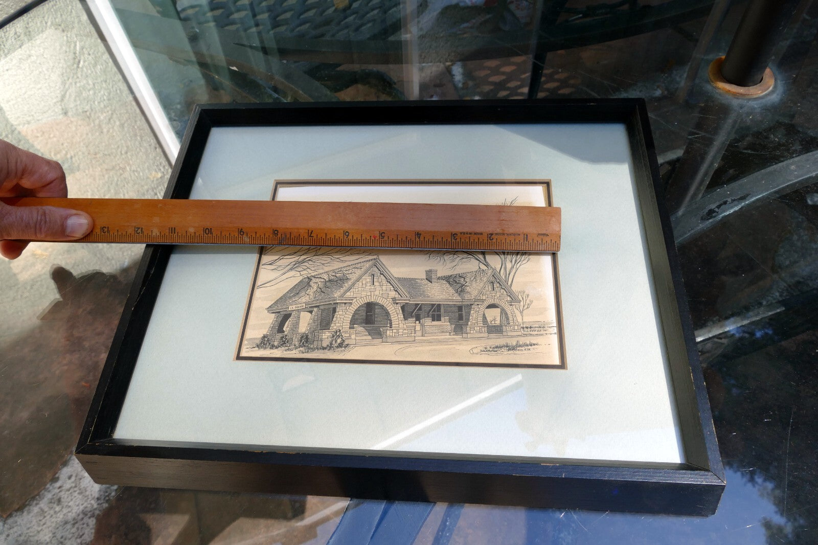 "La Grange" N. L. Reese 1974 print 6X8" framed with glass