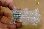 Spun Glass Crystal Christmas Ornament  Santa Claus driving engine train