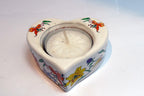 USED Tealight Candle holder with Lily Floral design HEART Shaped