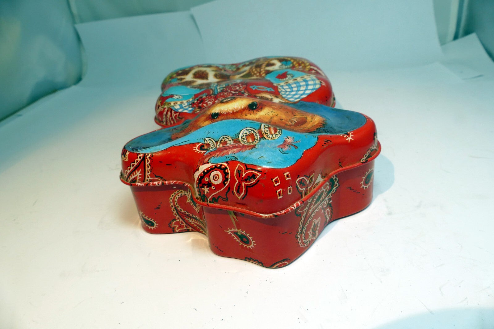 Giftco Tin empty container bear ranger cowboy boy scouts cookies