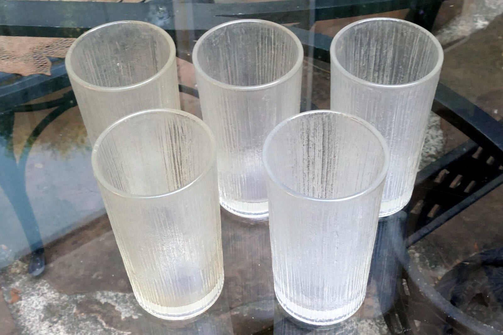 Sasaki RAIN 10oz Flat Tumbler Glasses Set of 5 lot 5.5" tall