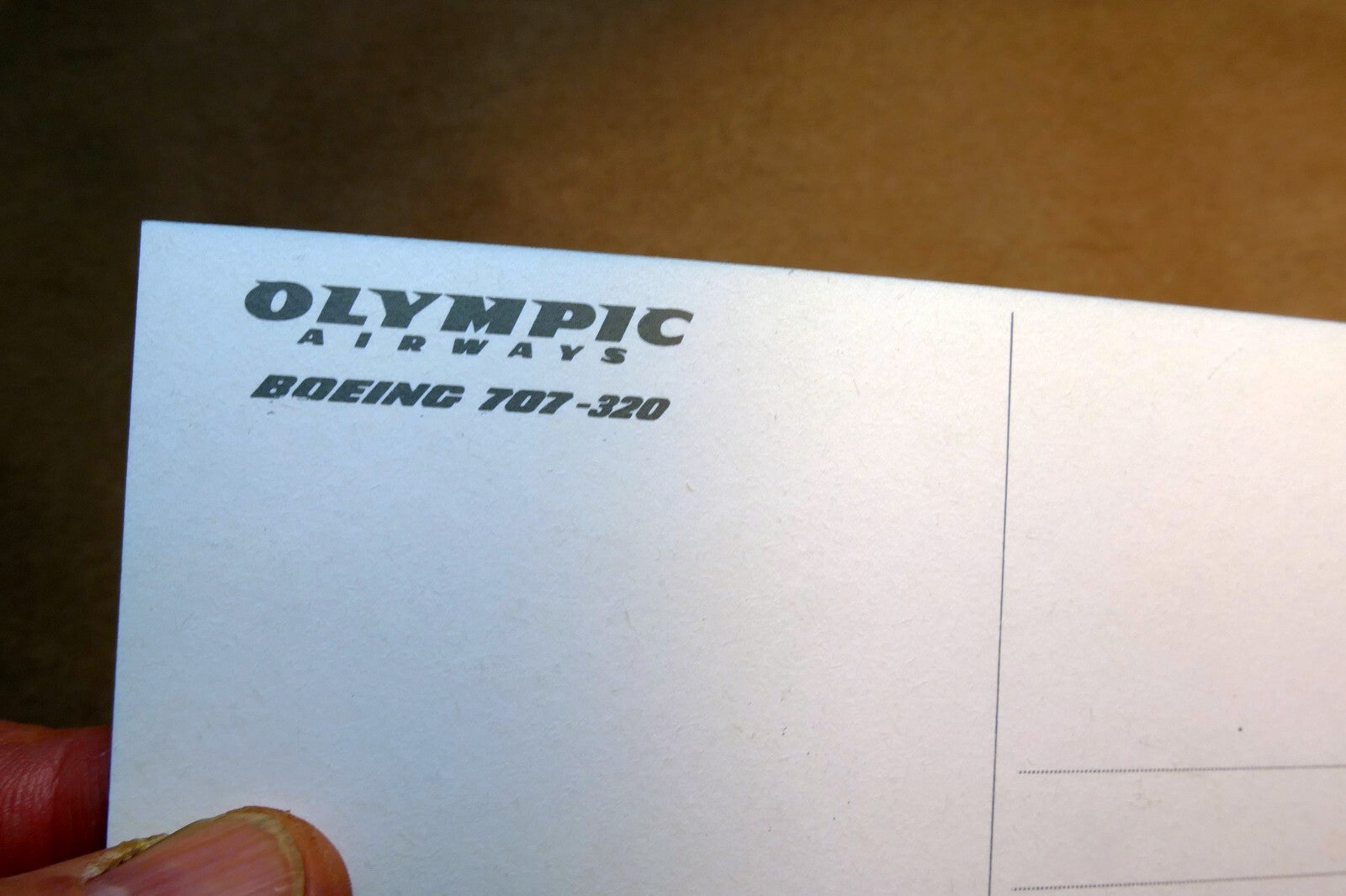 Olympic Airways 707-320 Boeing Airlines Airplane Blue Sky Postcard Unposted