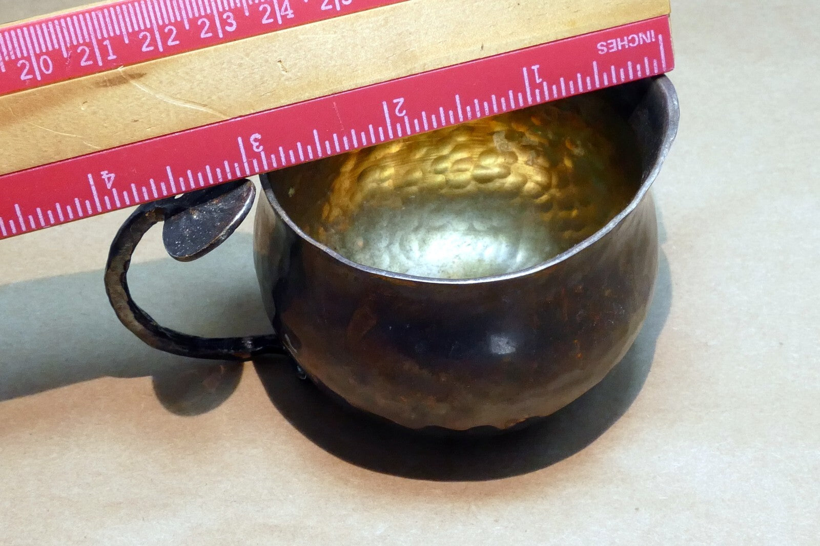 Vintage Bronze Floral Creamer hand made with floral leave handle
