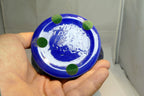 Blue Luster  Vase With Gold Oil Spot Design Glass 10" high Vase