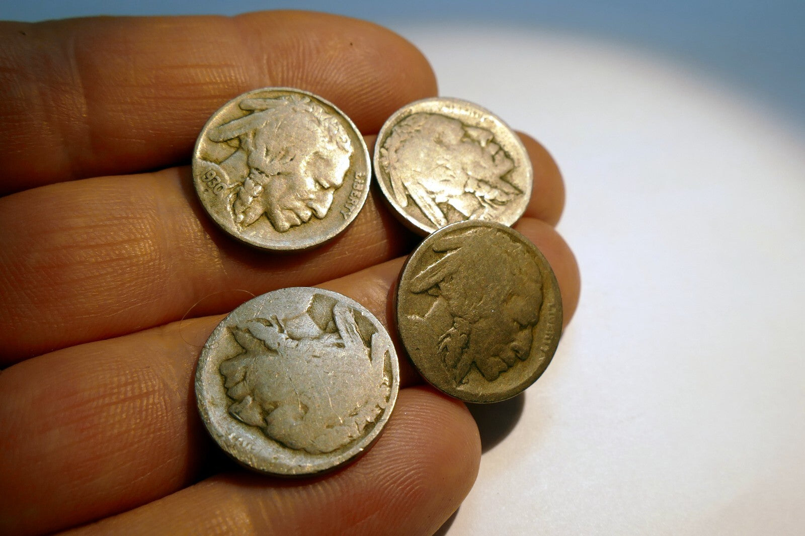 1930 US Buffalo 5c Five Cent Coin Copper Nickel lot of 4 pcs 4X
