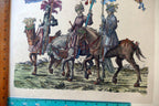 KNIGHT Flag Bearer HAND COLORED ENGRAVING large 21X24"