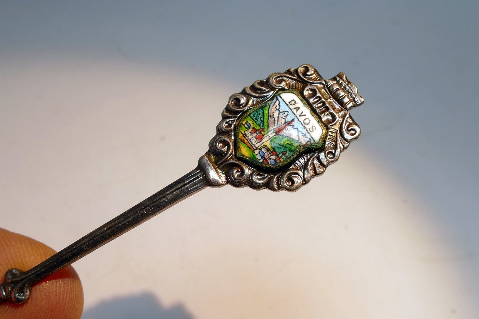 Vintage Souvenir Spoon Collectible Enamaled Davos Switzerland