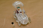 Spun Glass Crystal Christmas Ornament  Santa Claus driving engine train