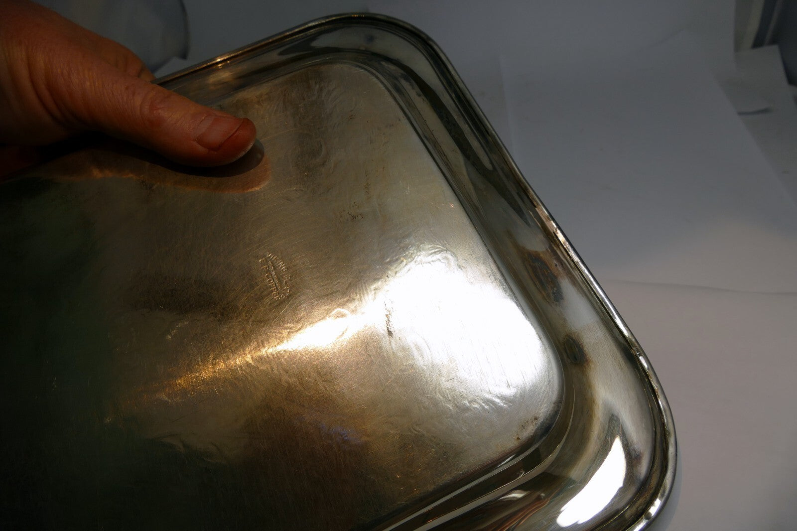 Viking Plate EP Copper Silver Plate Rectangle Serving Tray Platter ornate 9X14"