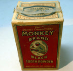 Empty Box Monkey Brand Black Tooth Powder Sealed Advertising NOS Bombay 1969