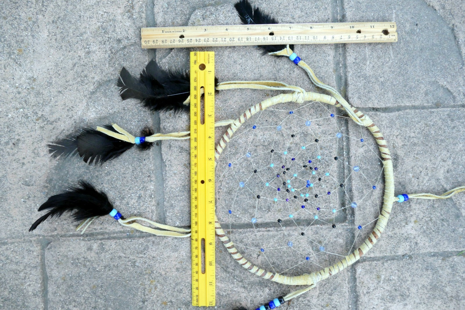 Black Handmade Dream Catcher Leather Feather Home Car Wall Decor Native American