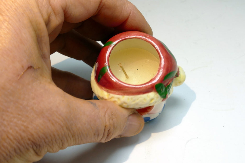 snowman tealight candle holder  vintage clay pottery