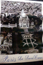 Paris France Sacre Coeur Montmartre Poster Print  Aerial View Photo 1970s 21X28"