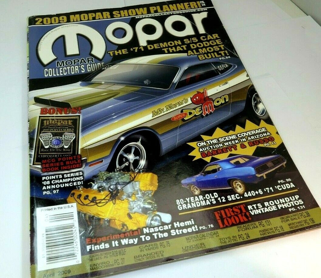 Mopar collector's guide magazine show planner april 2009 hemi '71 cuda