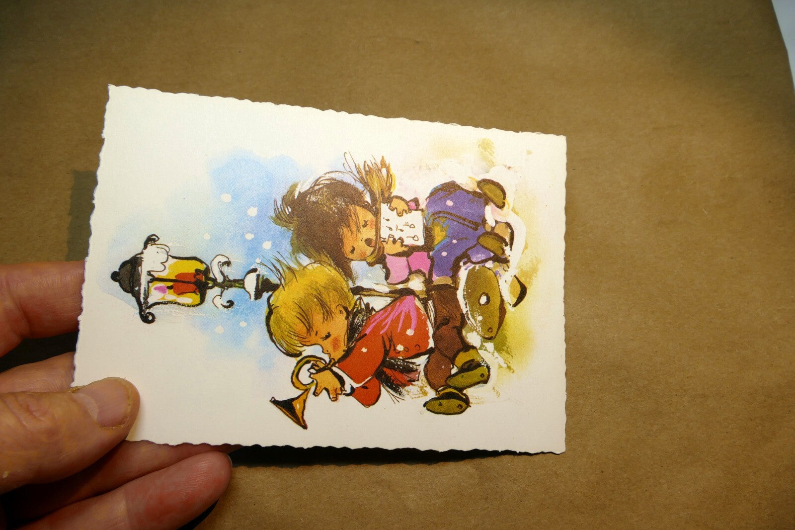 Adolf KORSCH VERLAG Postcard Munchen Two Boys playing music - Unposted Art