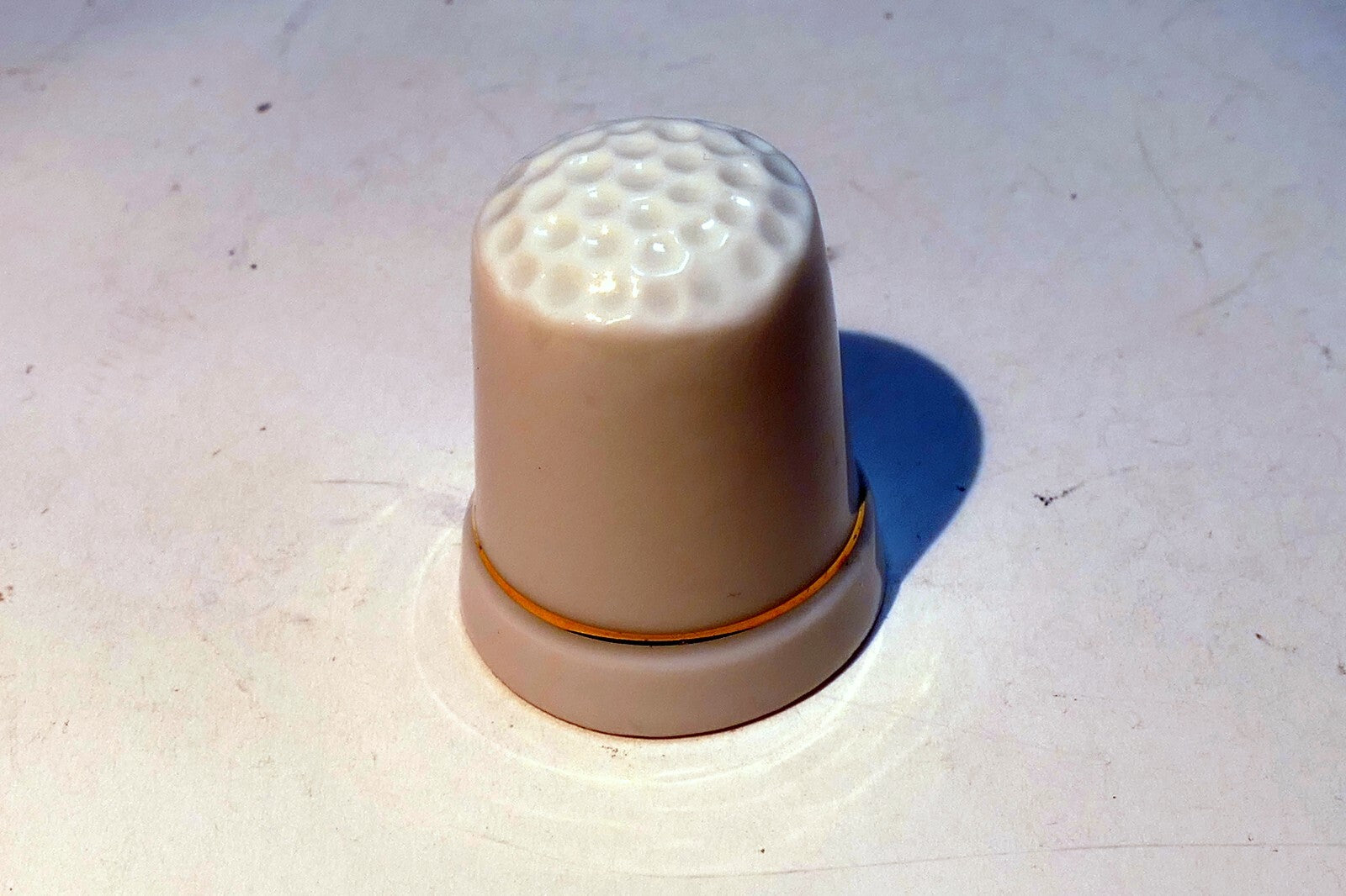 Porcelain Thimble Souvenir Bird Of Paradise Floral  St. Thomas Caribbean