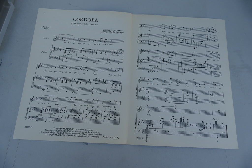 Cordoba from Andalucia Suite by Ernesto Lecuona 1955 Edward B. Marks Music Co.