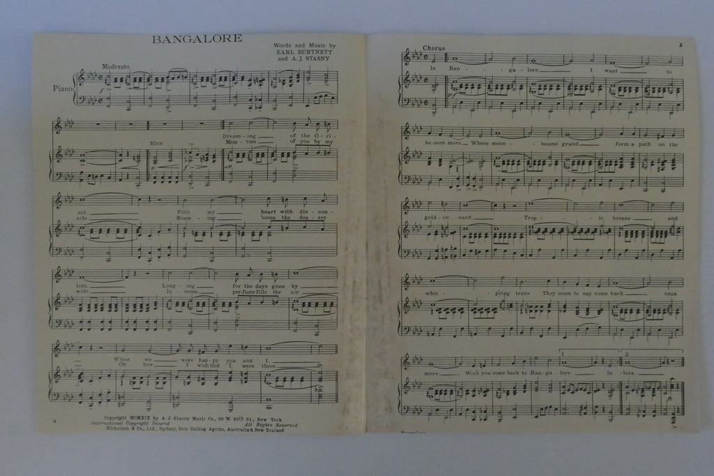 Bangalore 1919, by Earl Burtnett and A. J. Stasny, A. J. Stasny Music Co.