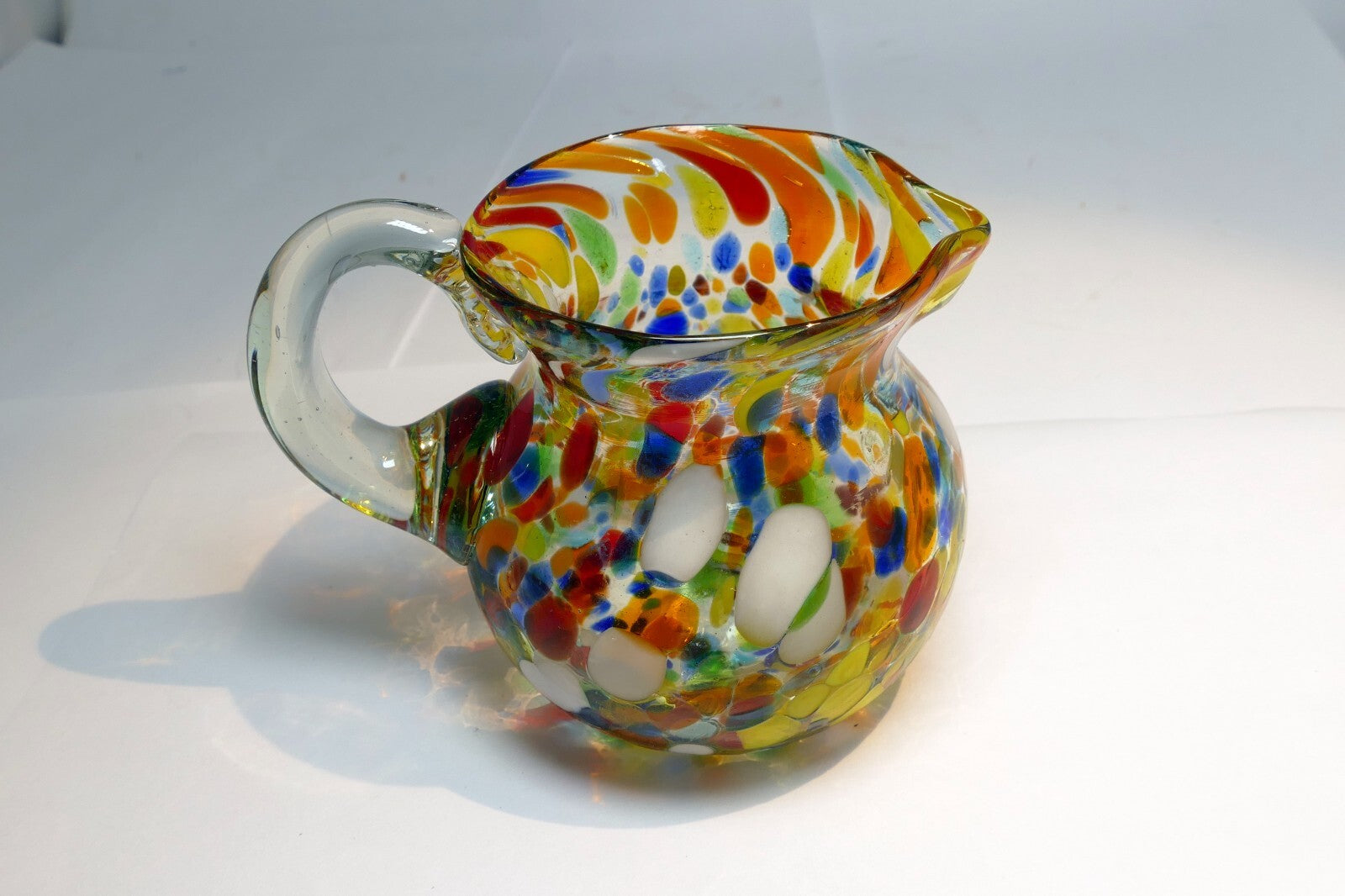 PITCHER LIGHT BLU Yellow GLASS MIX COLORS GLASS Creamer Murano Italy