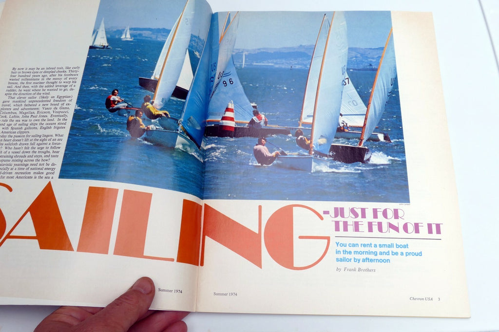 Summer 1974 Chevron USA Travel Club Magazine Small Boat Sailing Oregon's Sahara
