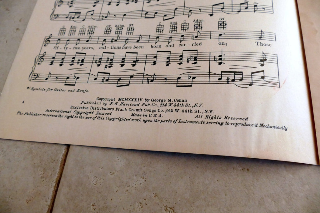 What a Man by George Cohan 1934 Music Sheet dedict. President Franklin Roosevelt