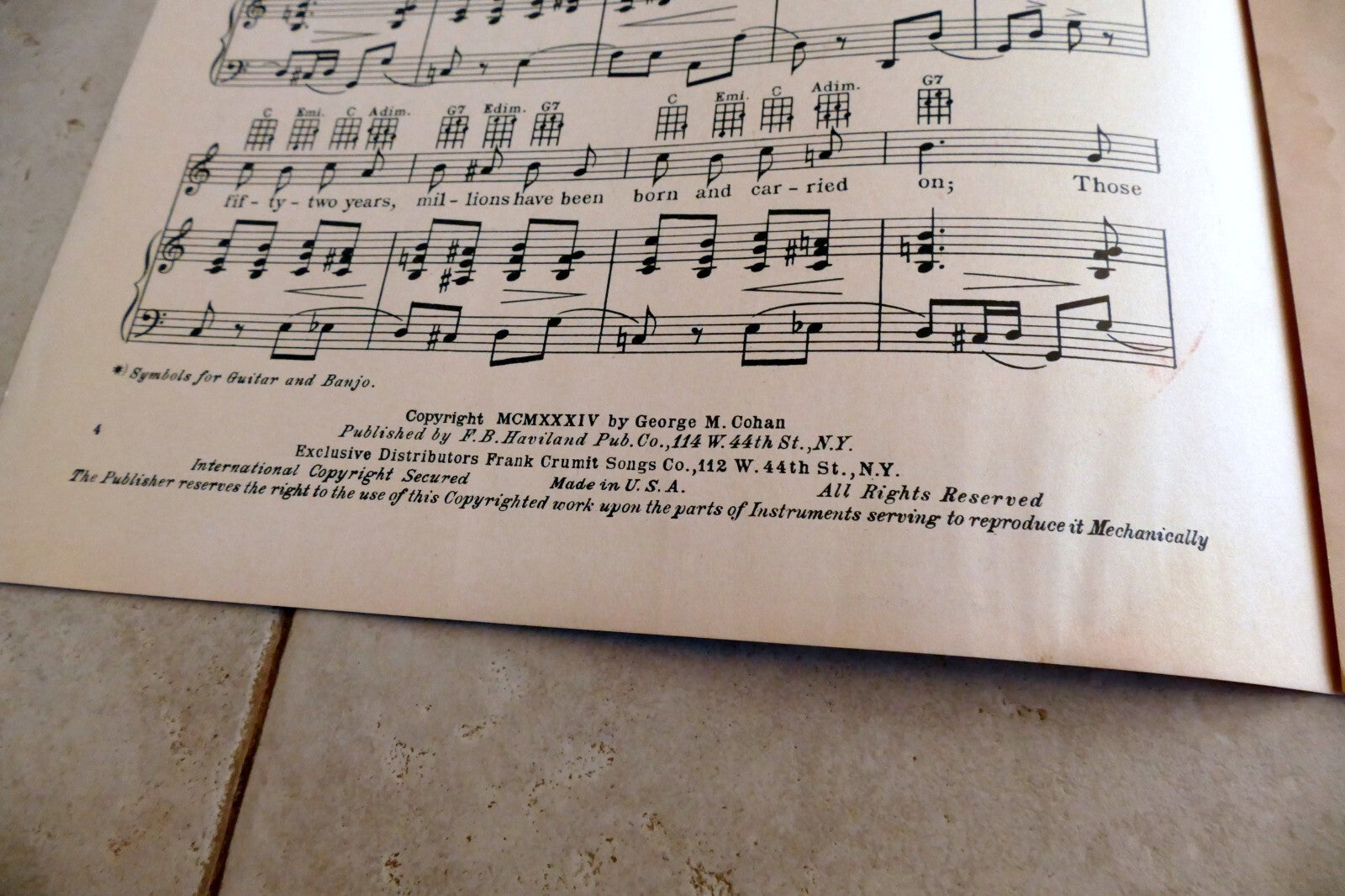 What a Man by George Cohan 1934 Music Sheet dedict. President Franklin Roosevelt