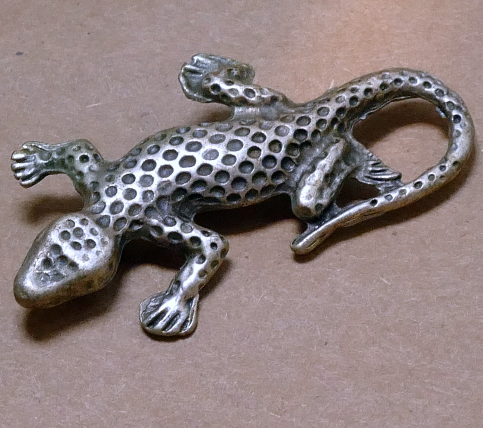 Vintage lizard brooch pin brooch silver tone 6cm long