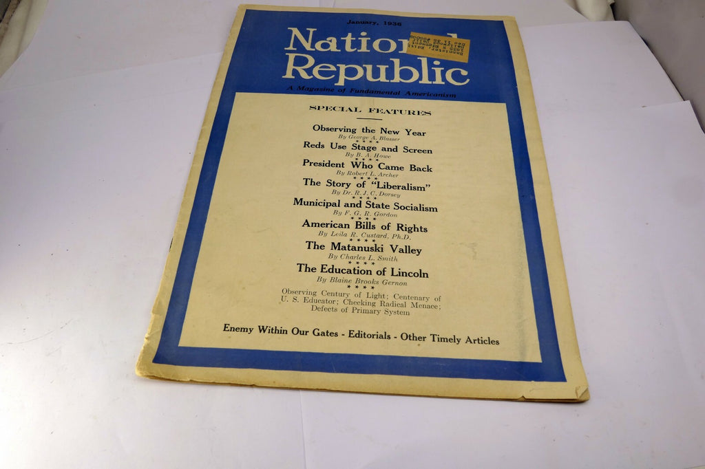 National Republic January 1936 Magazine of Fundamental Americanism USA