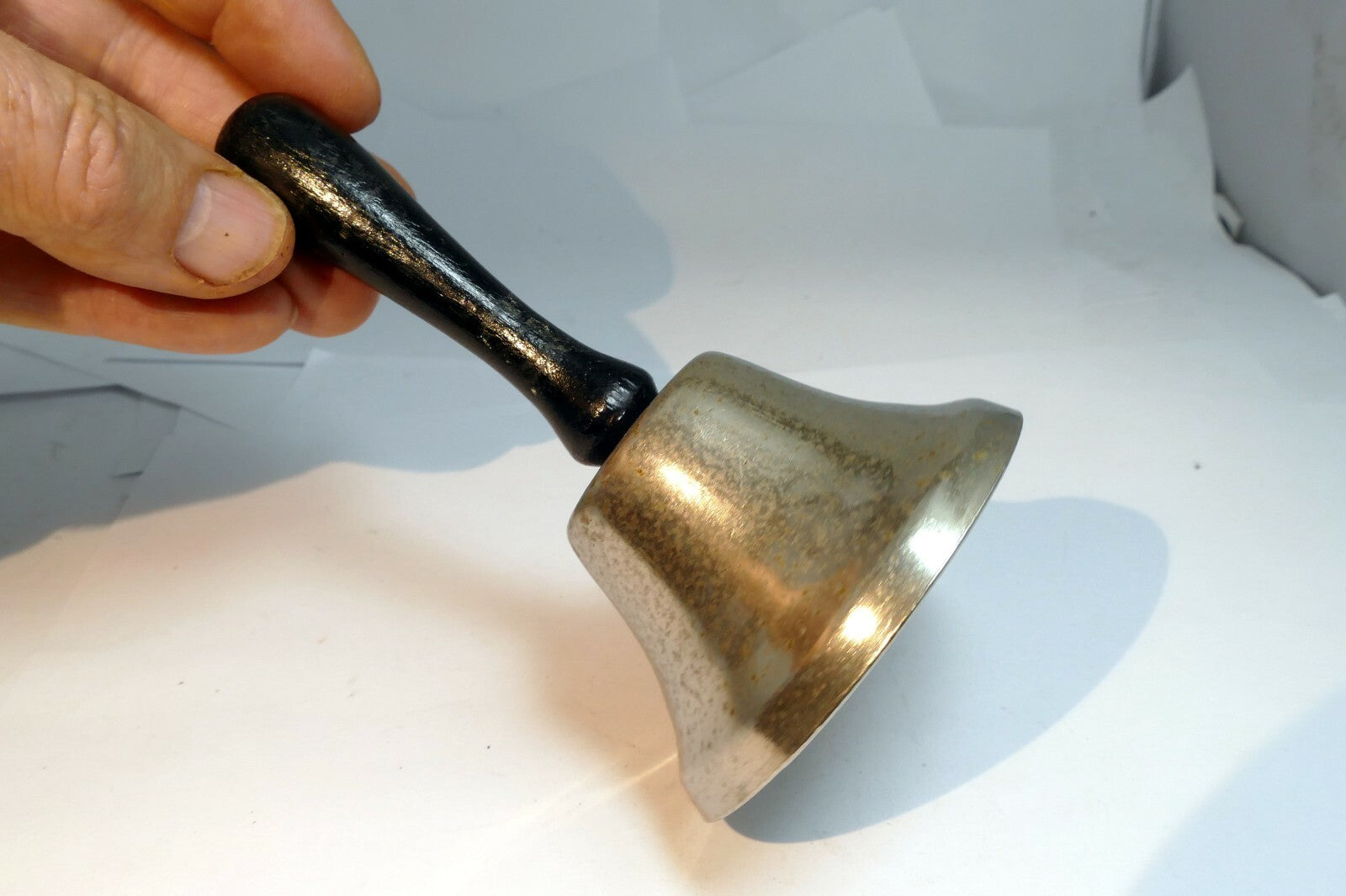 2" Steel metal School Diner Bell with wooden handle