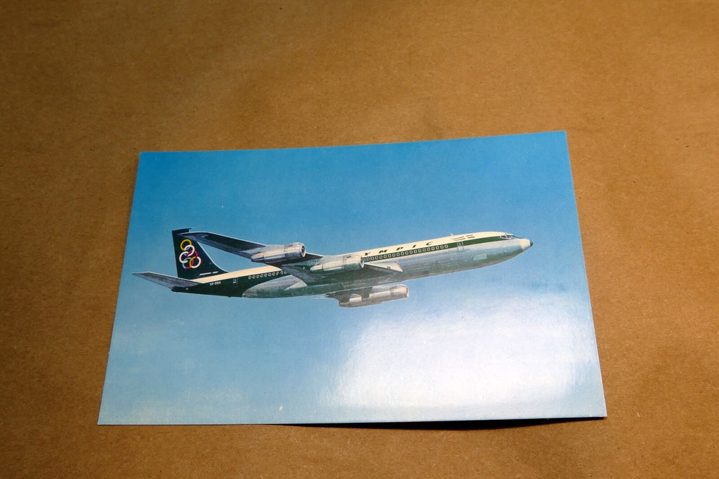 Olympic Airways 707-320 Boeing Airlines Airplane Blue Sky Postcard Unposted