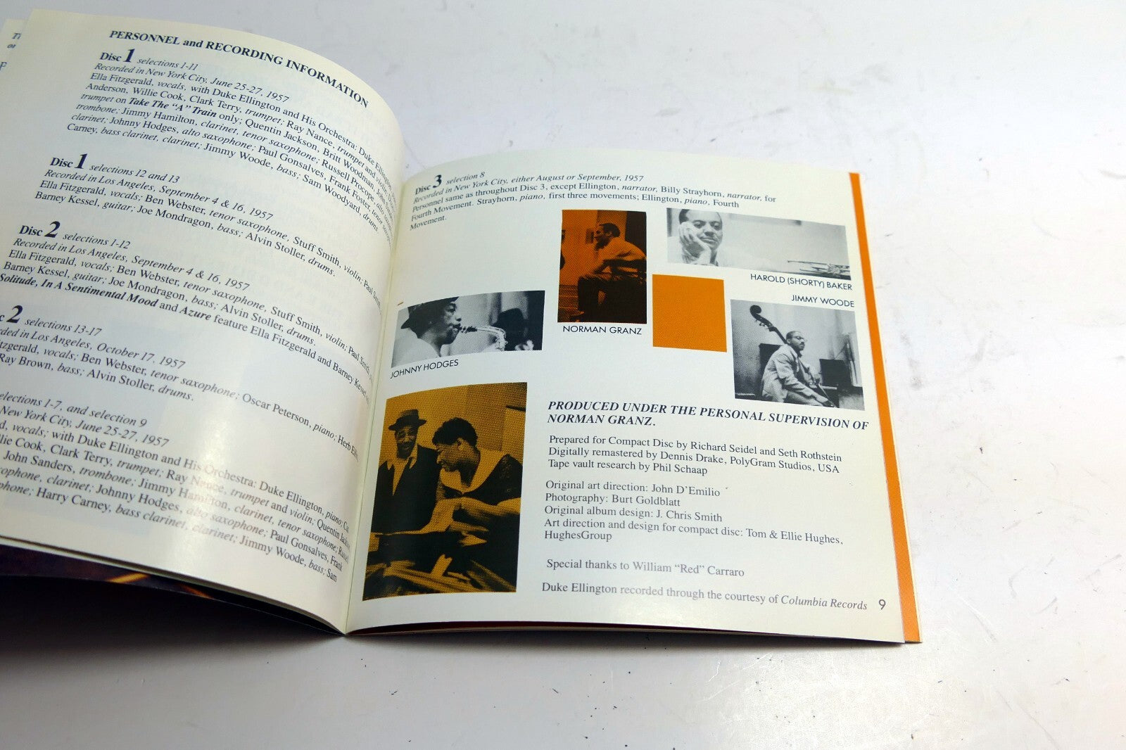 INLAY Cover ART Only NO Case, CD included   Ella Fitzgerald Duke Ellington Song
