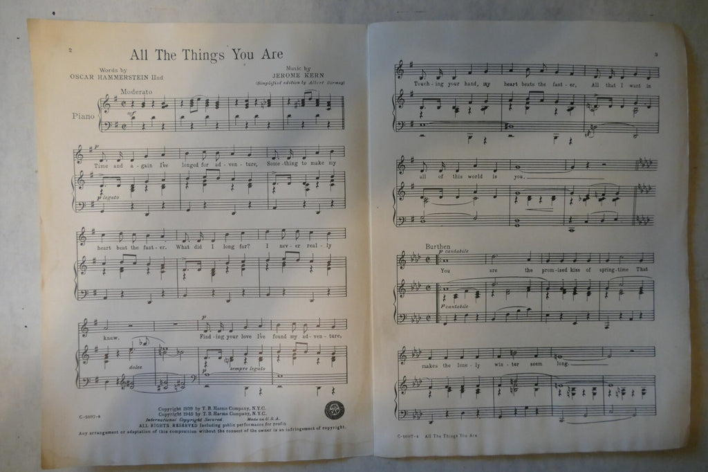 All The Things You Are, 1940, "Very Warm For Many", Jerome Kern, Dorothy Fields