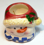 Snowman tealight candle holder vintage clay pottery