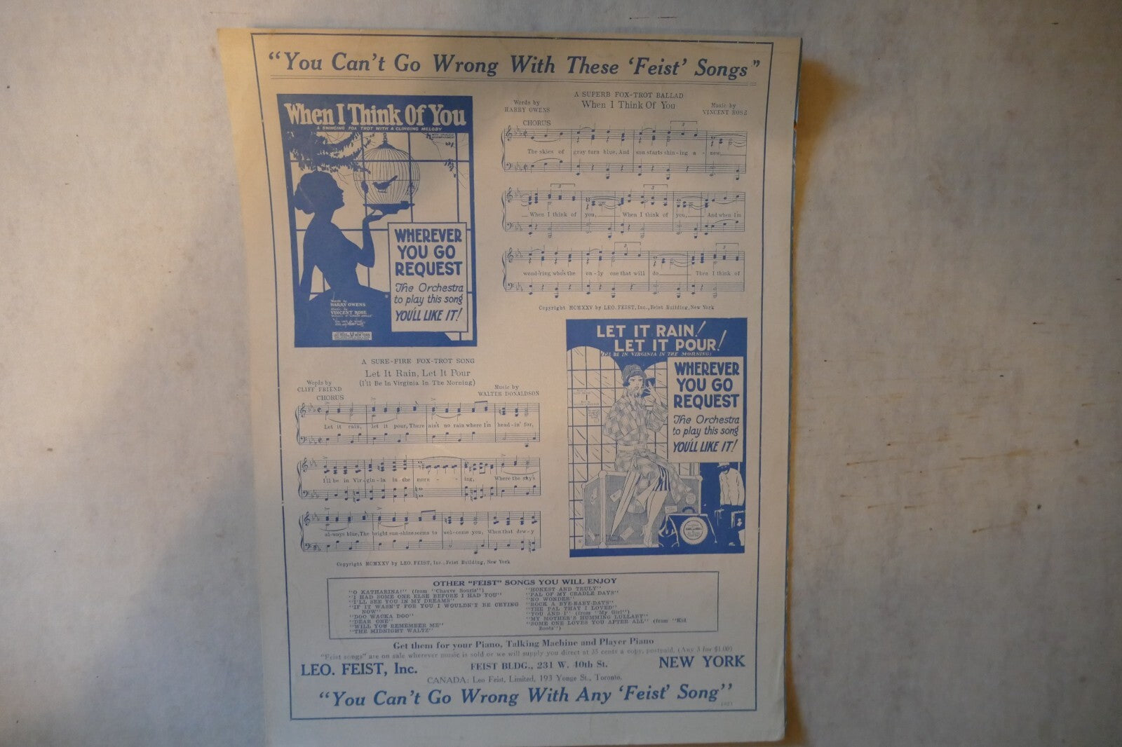 Mighty Blue, 1925, by Raymond B. Egan and Richard A. Whiting, Leo. Feist, Inc.