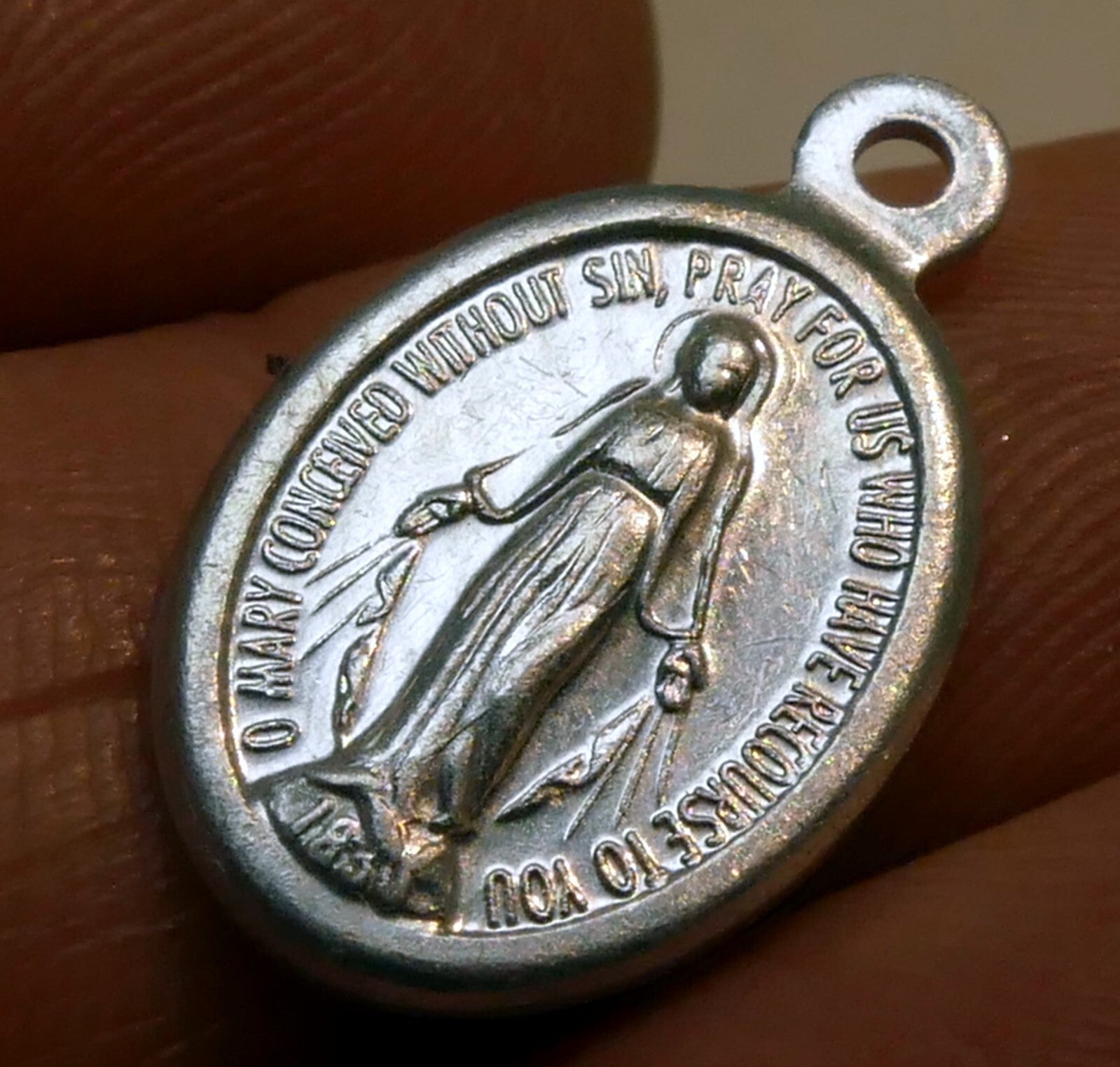 1830 o mary conceived without sin pendant charm pray for us vintage