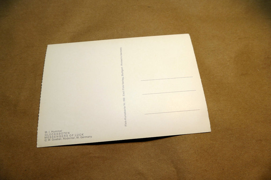 Hummel Messengers of Luck Girl  birds  Postcard W. Germany Art - Unposted - mint