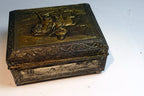 Metal Jewelry Cigarette Tobacco Box JAPAN Soldier w/ rifle musket horse Trinket