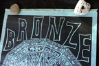 "BRONZE" Aztec Calendar Poster 19X25" art  by Lopez, San Francisco Play LA RAZA