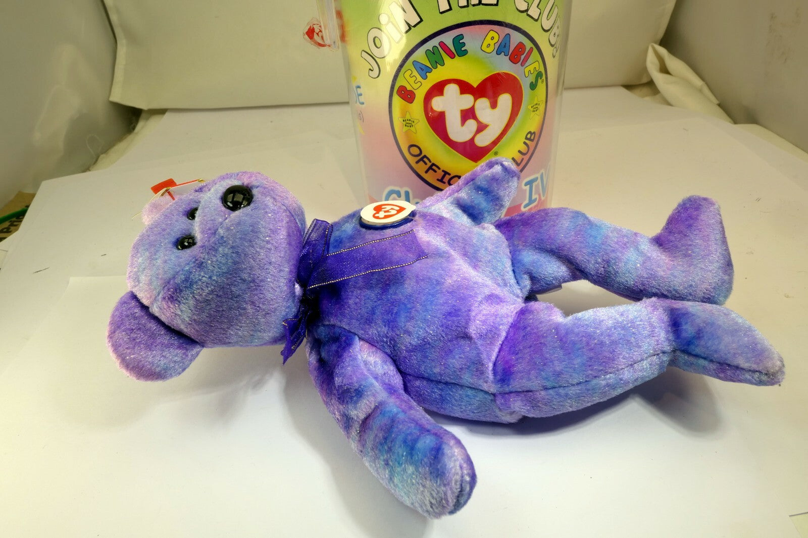 TY Beanie Babies "Clubby IV" USA 8" with Official Club button badge surprise 
