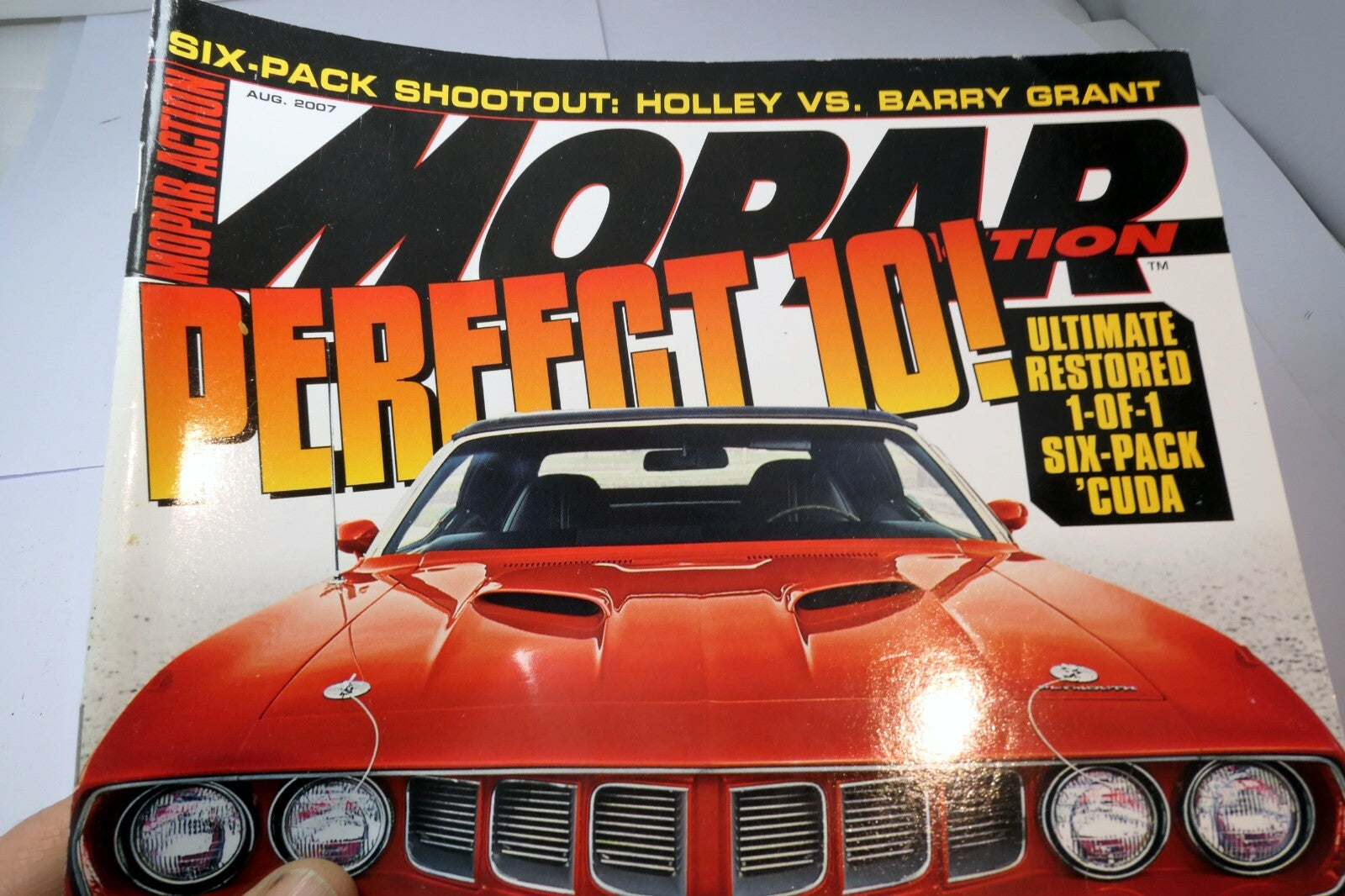 Mopar action magazine august 2007 perfect 10! ultimate restored six pack cuda