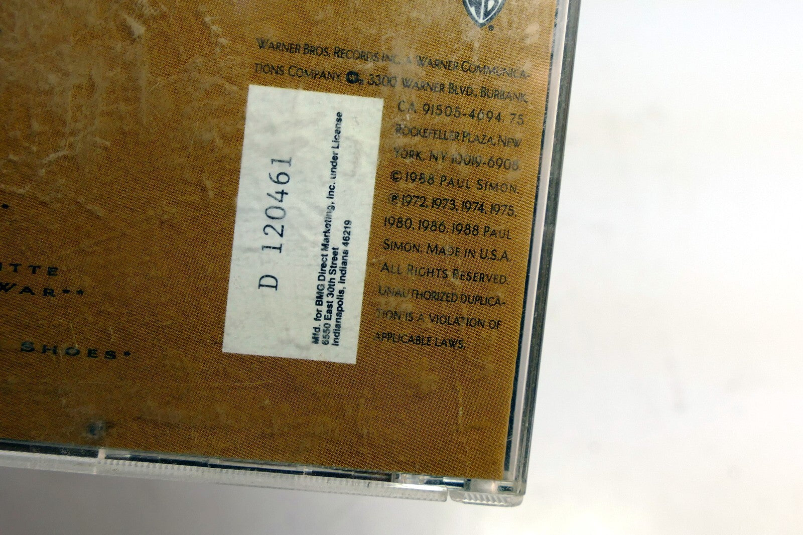 Cover art only Paul Simon Negotiations and Love Songs 1971-86 - (NO CD included)