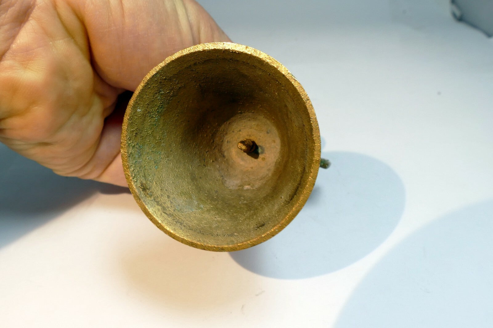 1.5" Solid Brass metal Bell with nautical Anchor missing clapper 