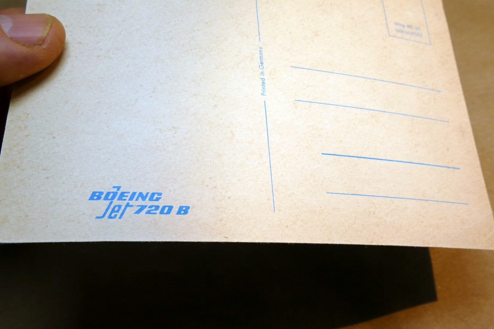 Lufthansa 720 B Boeing Airlines Airplane Blue Sky parked Postcard Unposted 1970'