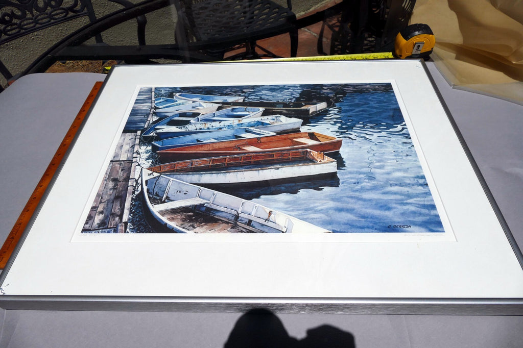 C. Gerrish Art Print 14X20"  Framed  w/ glass boats port harbor limited edition