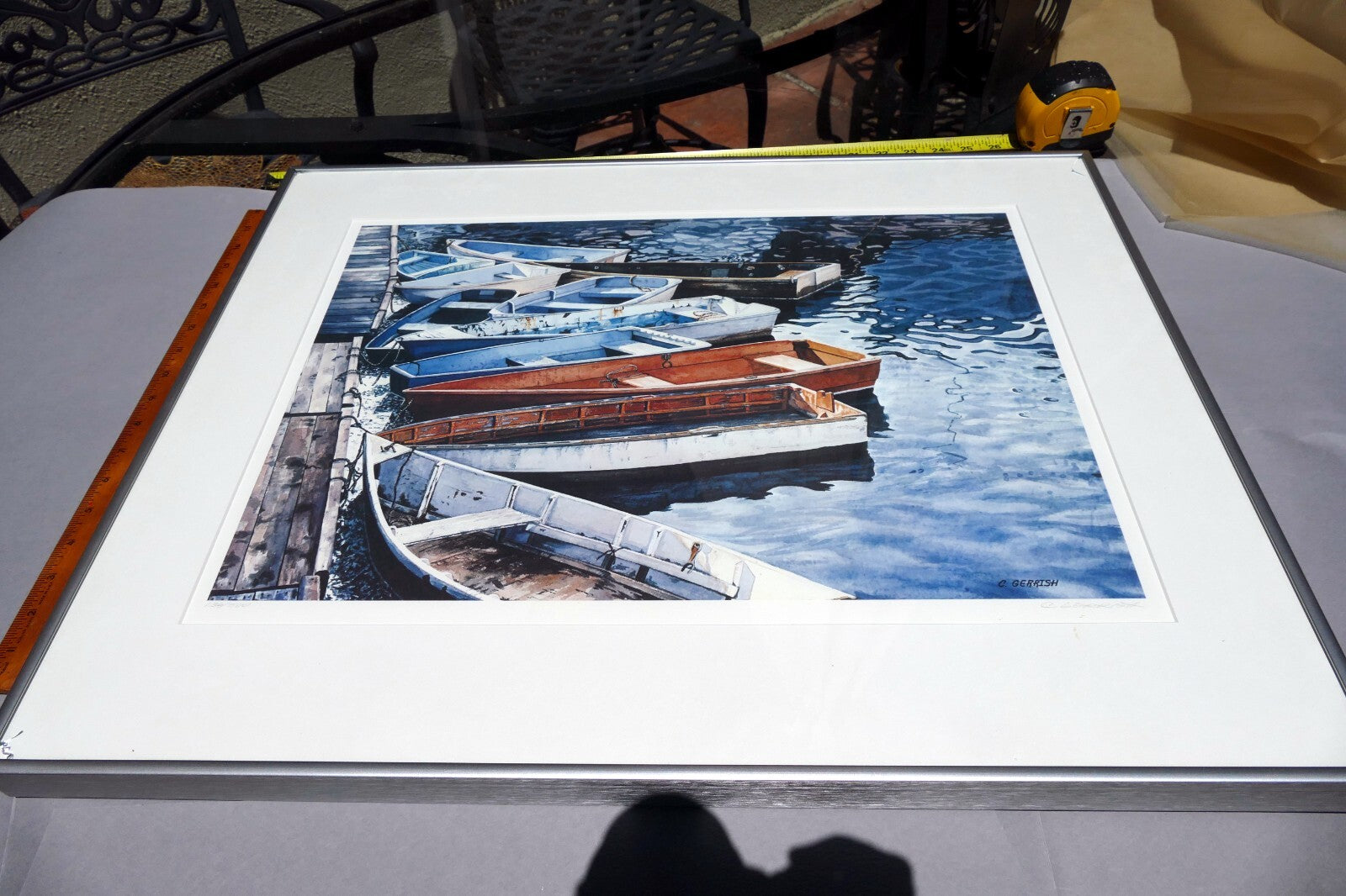 C. Gerrish Art Print 14X20"  Framed  w/ glass boats port harbor limited edition